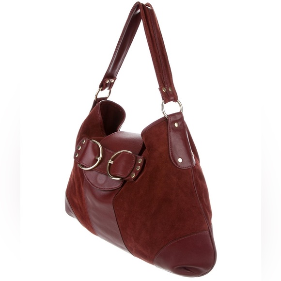LUCA LUCA Leather Trimmed Suede Hobo Hand Bag - Picture 2 of 16